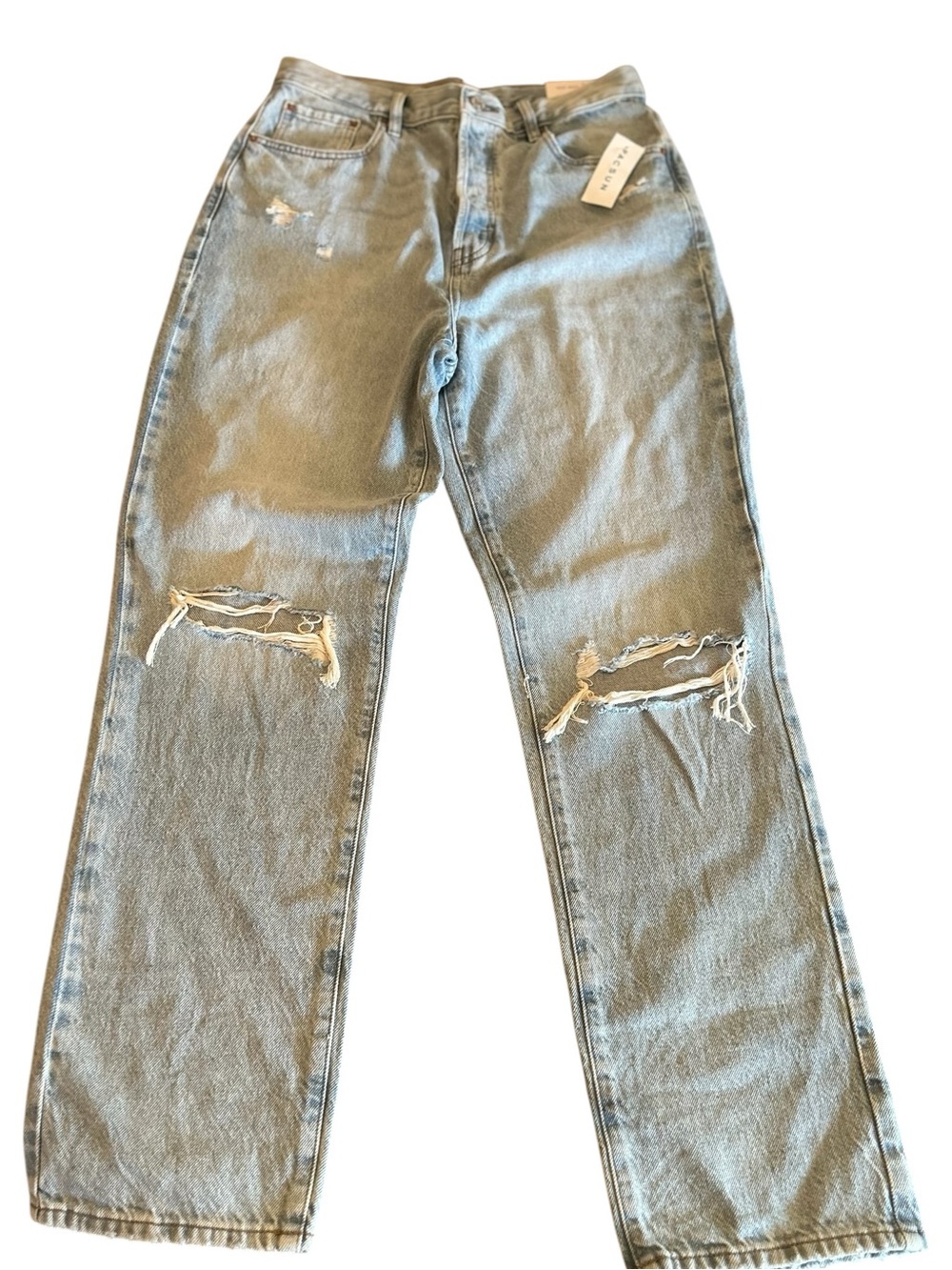 PacSun Light Wash High Rise Distressed Dad Jeans - Button Fly - NWT - Waist: 30 - Picture 11 of 12